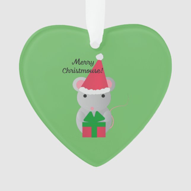 Merry Christmouse Cute Christmas Mouse Ornament (Front)