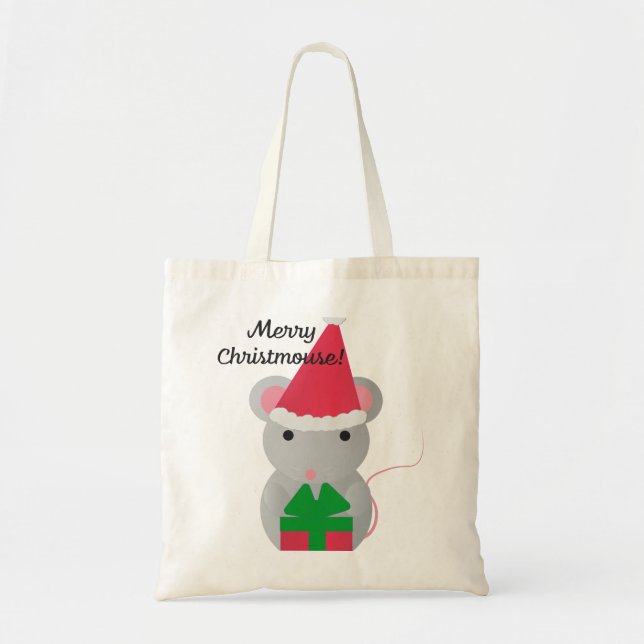 Merry Christmouse Cute Christmas Mouse Tote Bag (Front)