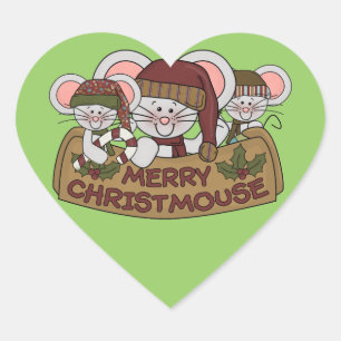 Merry Christmouse Heart Sticker
