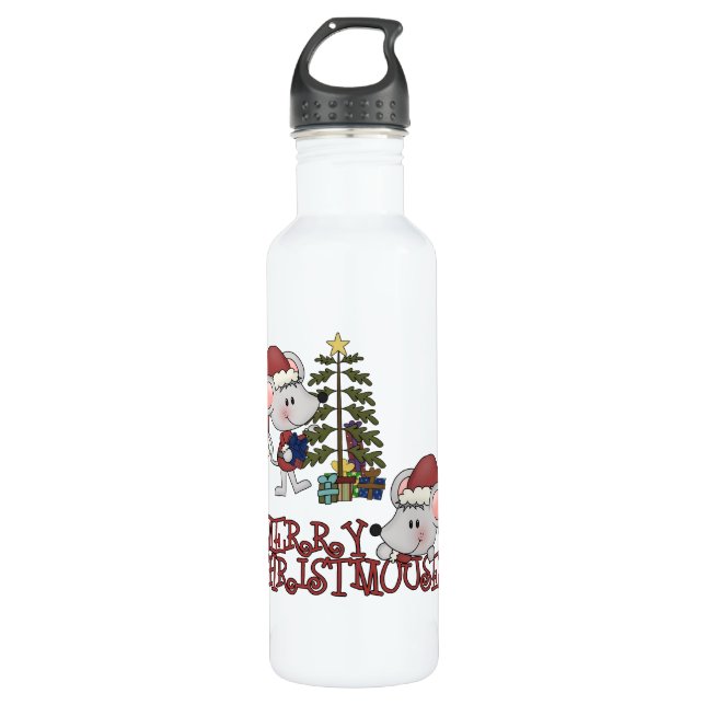 Merry Christmouse With Tree 710 Ml Water Bottle (Front)