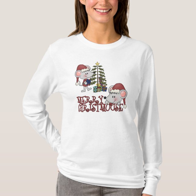 Merry Christmouse With Tree T-Shirt (Front)