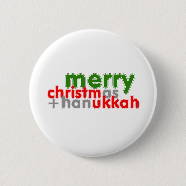 MERRY CHRISTMUKKAH 6 CM ROUND BADGE (Front)