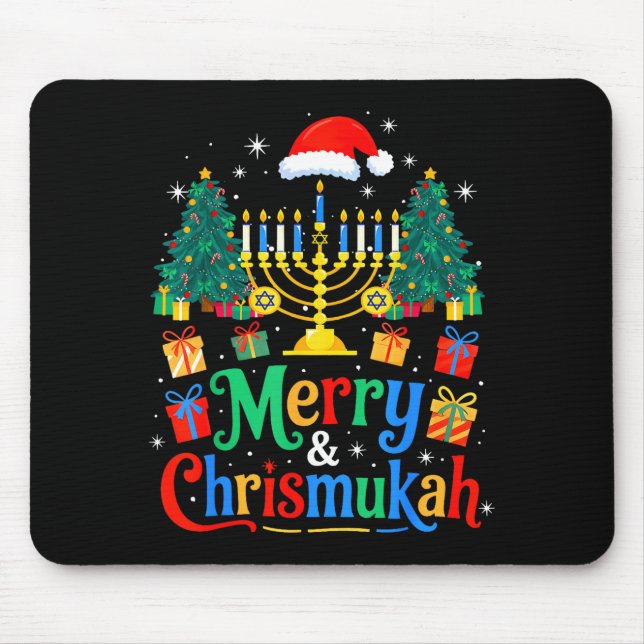 Merry Christmukkah Hanukkah Christmas Tree Xmas Fa Mouse Mat (Front)