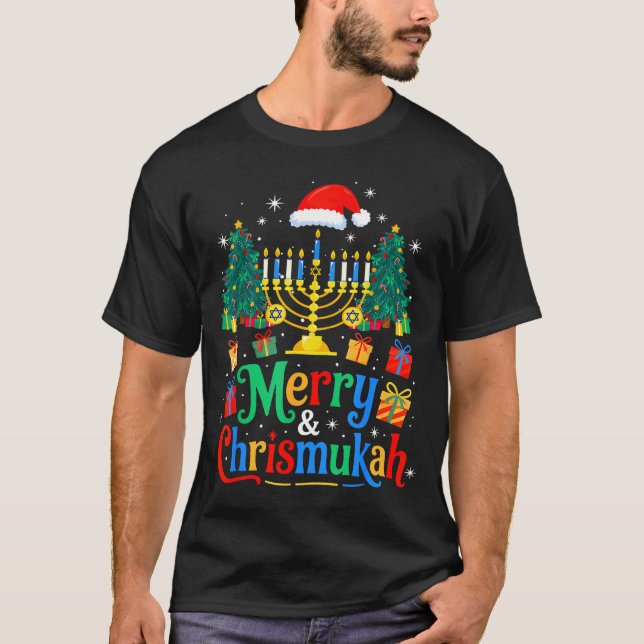 Merry Christmukkah Hanukkah Christmas Tree Xmas Fa T-Shirt (Front)