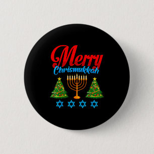 Merry Christmukkah Jewish Xmas Christmas Hanukkah 6 Cm Round Badge