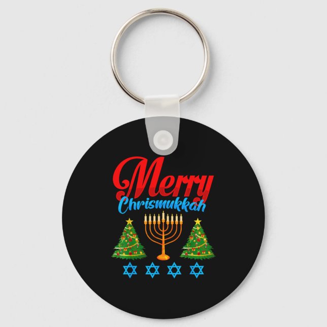 Merry Christmukkah Jewish Xmas Christmas Hanukkah  Key Ring (Front)