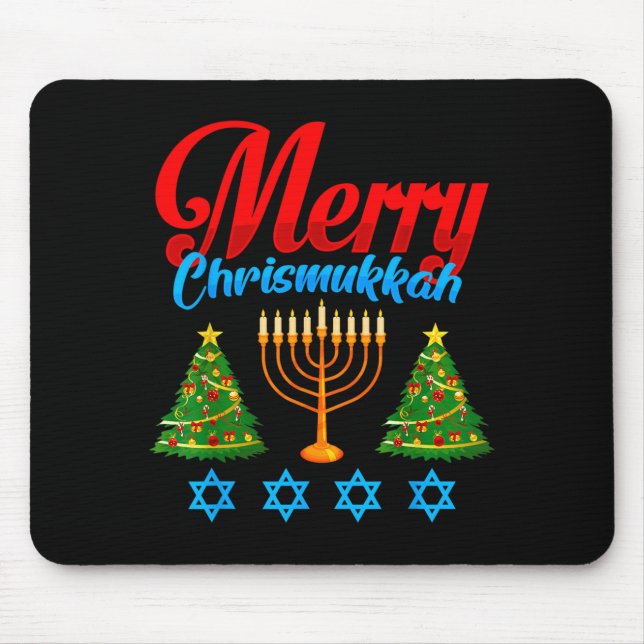 Merry Christmukkah Jewish Xmas Christmas Hanukkah  Mouse Mat (Front)