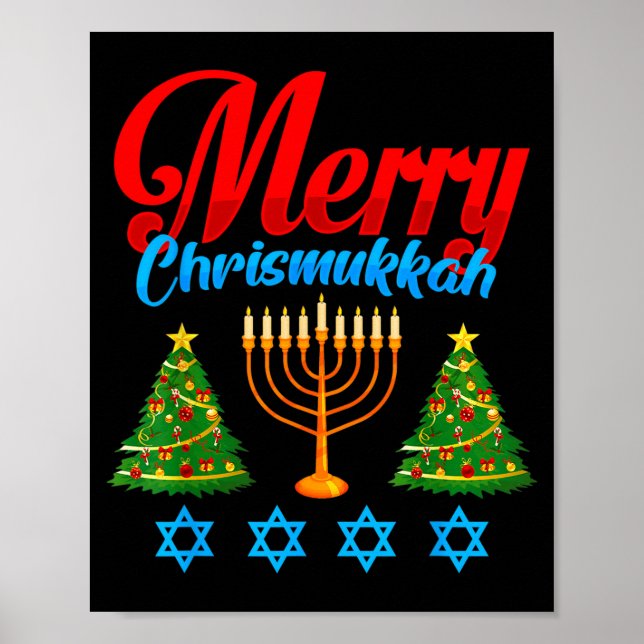 Merry Christmukkah Jewish Xmas Christmas Hanukkah  Poster (Front)