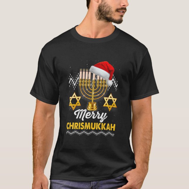 Merry Christmukkah Jewish Xmas Christmas Hanukkah T-Shirt (Front)