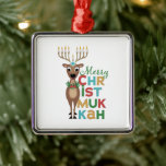 Merry Christmukkah Reindeer Metal Tree Decoration<br><div class="desc">Christmas Reindeer with Hanukkah menorah antlers to celebrate Hanukkah and Christmas.</div>