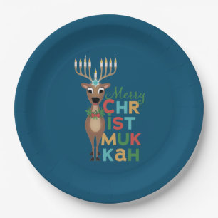 Merry Christmukkah Reindeer Paper Plate