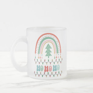 Merry chritmas hohoho rainbow frosted glass coffee mug