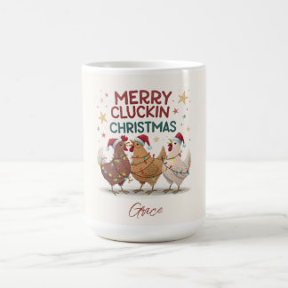 Merry Cluckin Christmas Chickens Personalised Coffee Mug