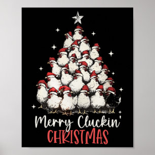 Merry Cluckin Christmas Funny Christmas Chickens F Poster