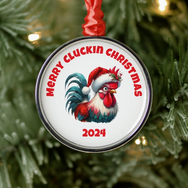 Merry Cluckin Christmas Metal Tree Decoration (Tree)