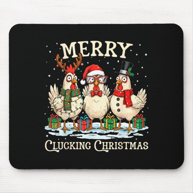 Merry Clucking Christmas Chicken Farm Animal Xmas  Mouse Mat (Front)