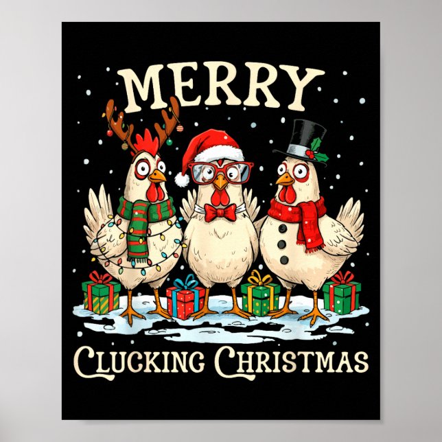 Merry Clucking Christmas Chicken Farm Animal Xmas  Poster (Front)