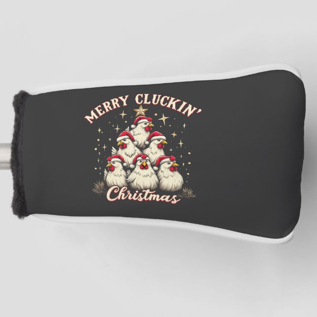 Merry Clucking Christmas Funny Chicken Roosters  Golf Head Cover (Front)
