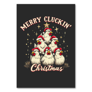 Merry Clucking Christmas Funny Chicken Roosters Table Number