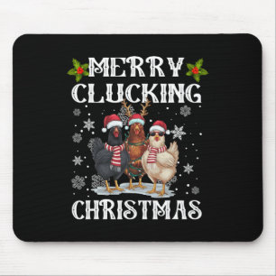 Merry Clucking Christmas Funny Chicken Santa Hat L Mouse Mat