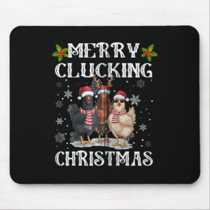 Merry Clucking Christmas Funny Chicken Santa Hat L Mouse Mat