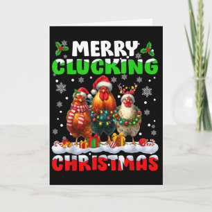 Merry Clucking Christmas Funny Chicken Santa Hat X Card