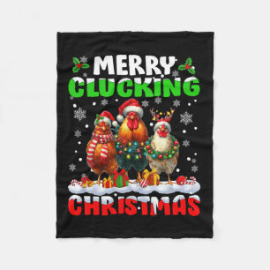 Merry Clucking Christmas Funny Chicken Santa Hat X Fleece Blanket