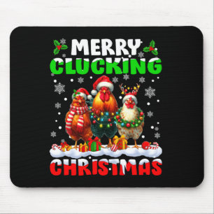 Merry Clucking Christmas Funny Chicken Santa Hat X Mouse Mat