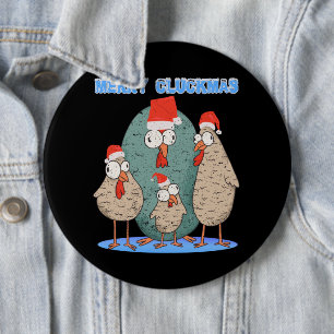 Merry Cluckmas - Christmas Chickens 6 Cm Round Badge