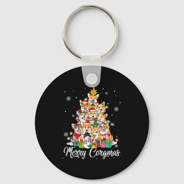 Merry Corgmas Corgi Christmas Tree Fairy Lights Do Key Ring (Front)