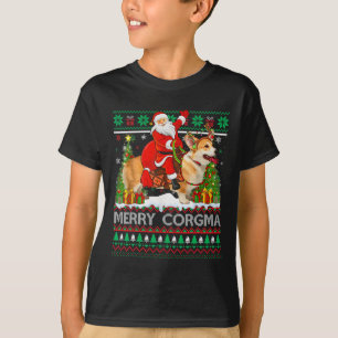 Merry Corgmas Funny Ugly Santa Riding Corgi Christ T-Shirt