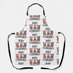 Merry Corgmas Santa Hat Christmas Corgi Dog Mom  Apron