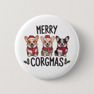 Merry Corgmas Santa Hat Christmas Corgi Dog Mum 6 Cm Round Badge