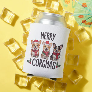 Merry Corgmas Santa Hat Christmas Corgi Dog Mum Can Cooler