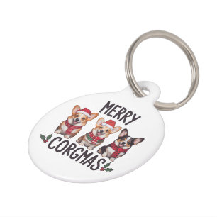 Merry Corgmas Santa Hat Christmas Corgi Dog Mum  Pet Tag