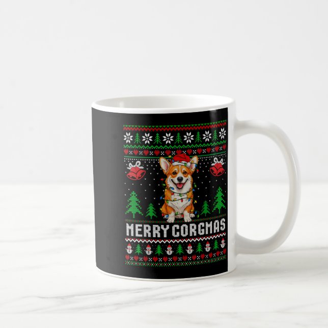 Merry Corgmas Ugly Sweater Funny Corgi Christmas T Coffee Mug (Right)