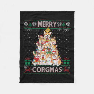 Merry Corgmas Ugly Sweater Funny Corgi Christmas T Fleece Blanket
