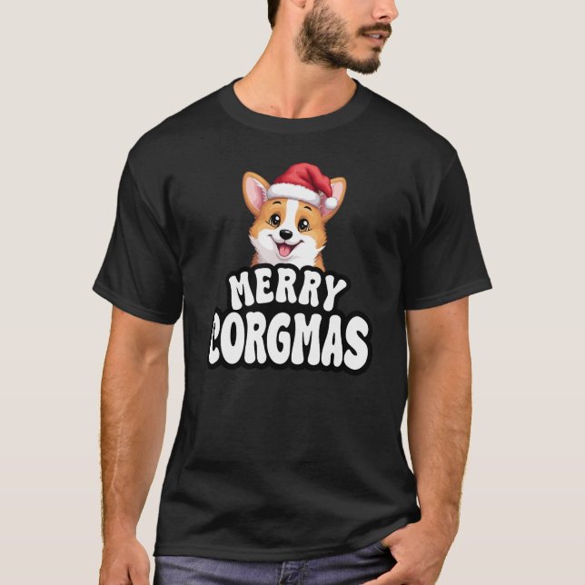 Merry Corgmas Welsh Corgi Christmas T-Shirt (Front)