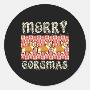 Merry Corgmas Xmas Dog Breed Design Corgi Dogs Classic Round Sticker