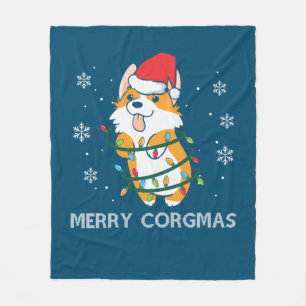 Merry Corgmas Xmas Pajamas Corgi Christmas Nerdy Fleece Blanket