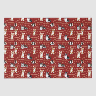 Merry Corgmess Text - Christmas Corgi red pattern Tissue Paper