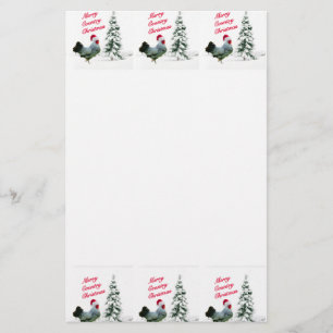 Merry Country Christmas Chicken With Santa Hat Stationery