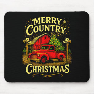 Merry Country Christmas Vintage Truck And Barn Hol Mouse Mat