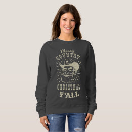 Merry Country Christmas Y'all | Wood Tree Cowboy Sweatshirt