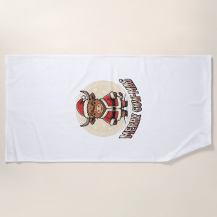 Merry Cowmas Highland Cow Christmas Shirt Design_1 Beach Towel
