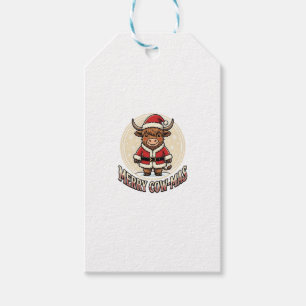 Merry Cowmas Highland Cow Christmas Shirt Design_1 Gift Tags
