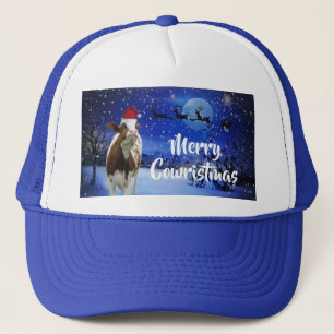 Merry Cowristmas Santa Cow Holiday Trucker Hat