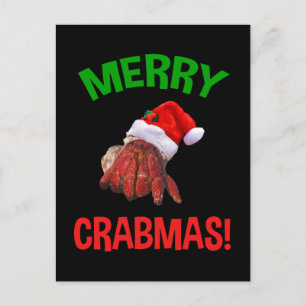 Merry Crabmas! Funny Christmas Hermit Crab Lover Postcard