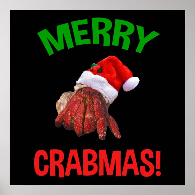 Merry Crabmas! Funny Christmas Hermit Crab Lover Poster (Front)