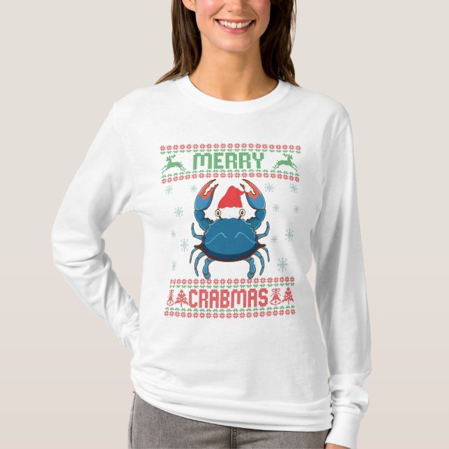 Merry Crabmas Funny Crab Ugly Christmas Sweater (Front)